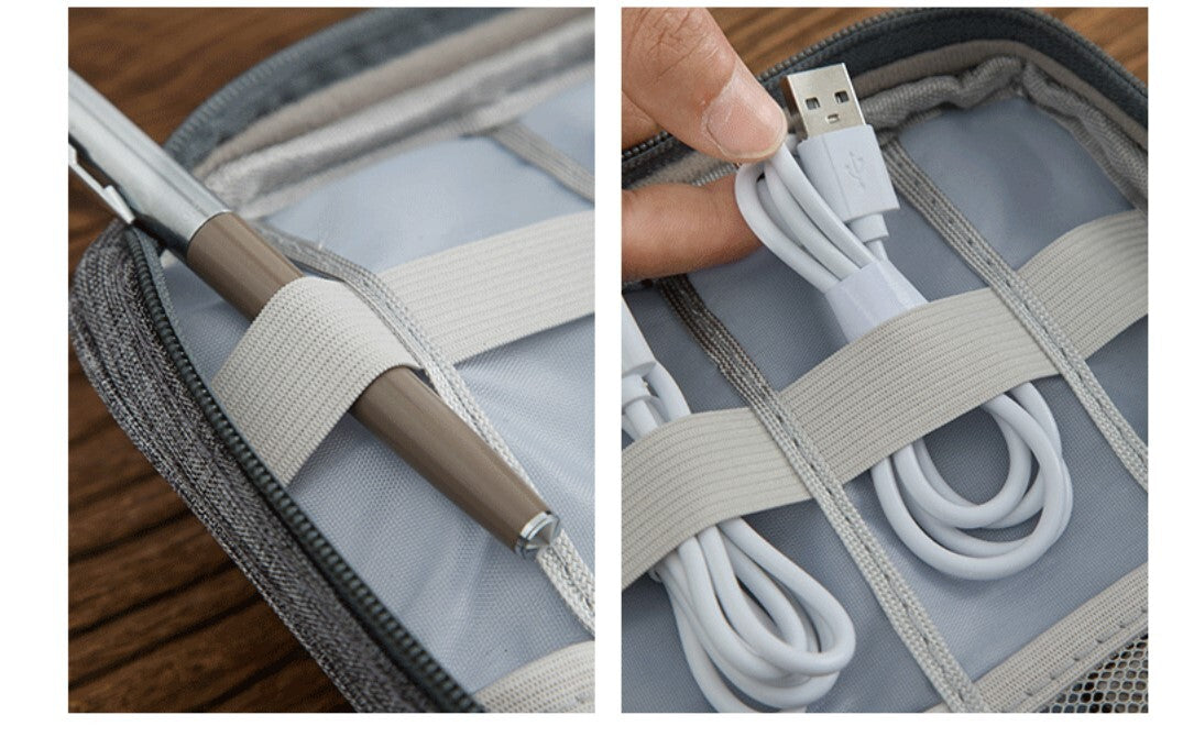 Charging cable storage bag, accessories storage bag, large-capacity storage bag, wire storage bag, multi-grid storage, travel storage bag