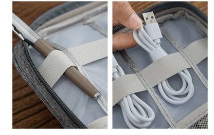 Charging cable storage bag, accessories storage bag, large-capacity storage bag, wire storage bag, multi-grid storage, travel storage bag