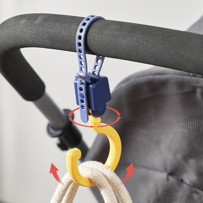 可調360度旋轉BB車掛鉤嬰兒推車掛包配件推車掛鉤 可承重3kg 防滑帶設計（兩個裝顏色随機） 掛鉤 掛飾玩具