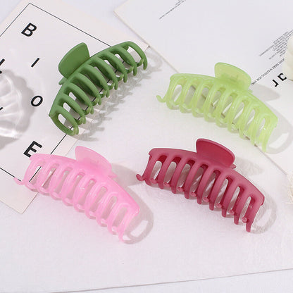 Large Frosted Hair Claw Clip, Jelly Color Shark Clip for Back of Head, Bun Hair Accessory
