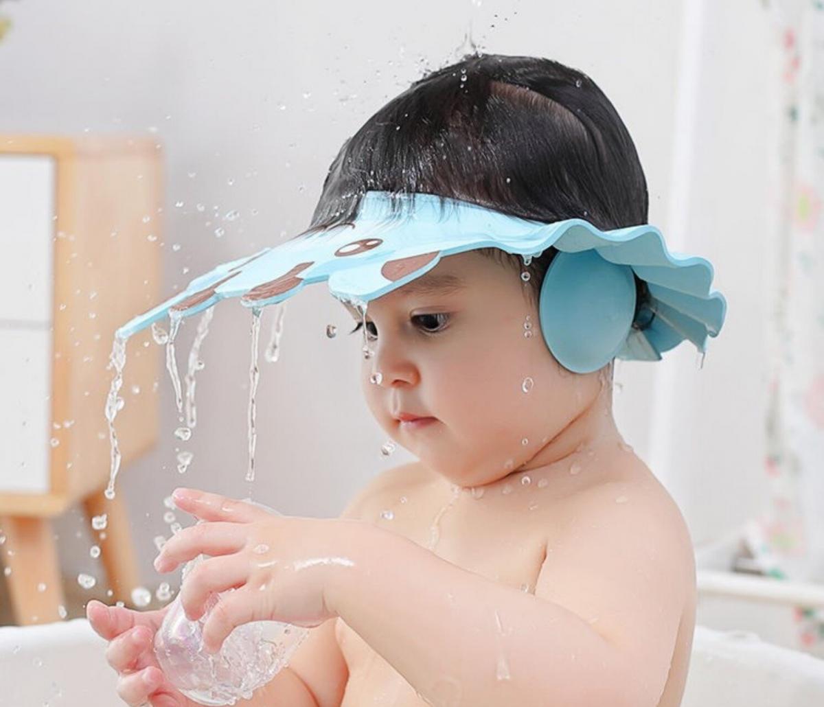 兒童洗頭防水帽擋水護耳浴帽 嬰兒洗髮帽