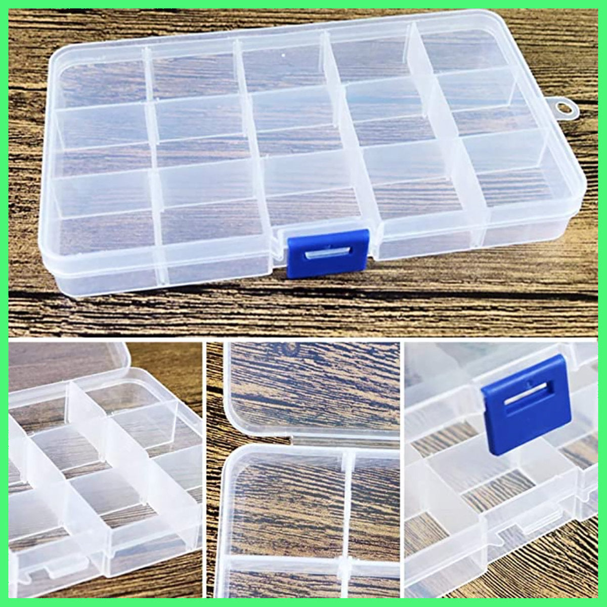 15-grid hardware parts compartment (adjustable intervals), screw storage box, jewelry box, pill box, compartmented storage hardware accessories, fishhook, fishing multi-grid plastic box