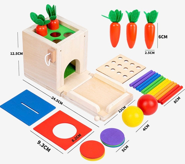 Four-in-one coin box, multi-functional stick, young children's building blocks, color matching intelligence box toys, cognitive toys