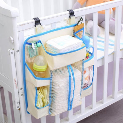 Baby crib storage bag with large capacity and load capacity of 10 kg, baby supplies storage bedside hanging bag, mother bag