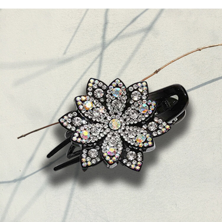 Korean three-tooth clip duckbill headdress clip elegant women's hairdo clip flower-shaped rhinestone headdress on the side of the back of the head
