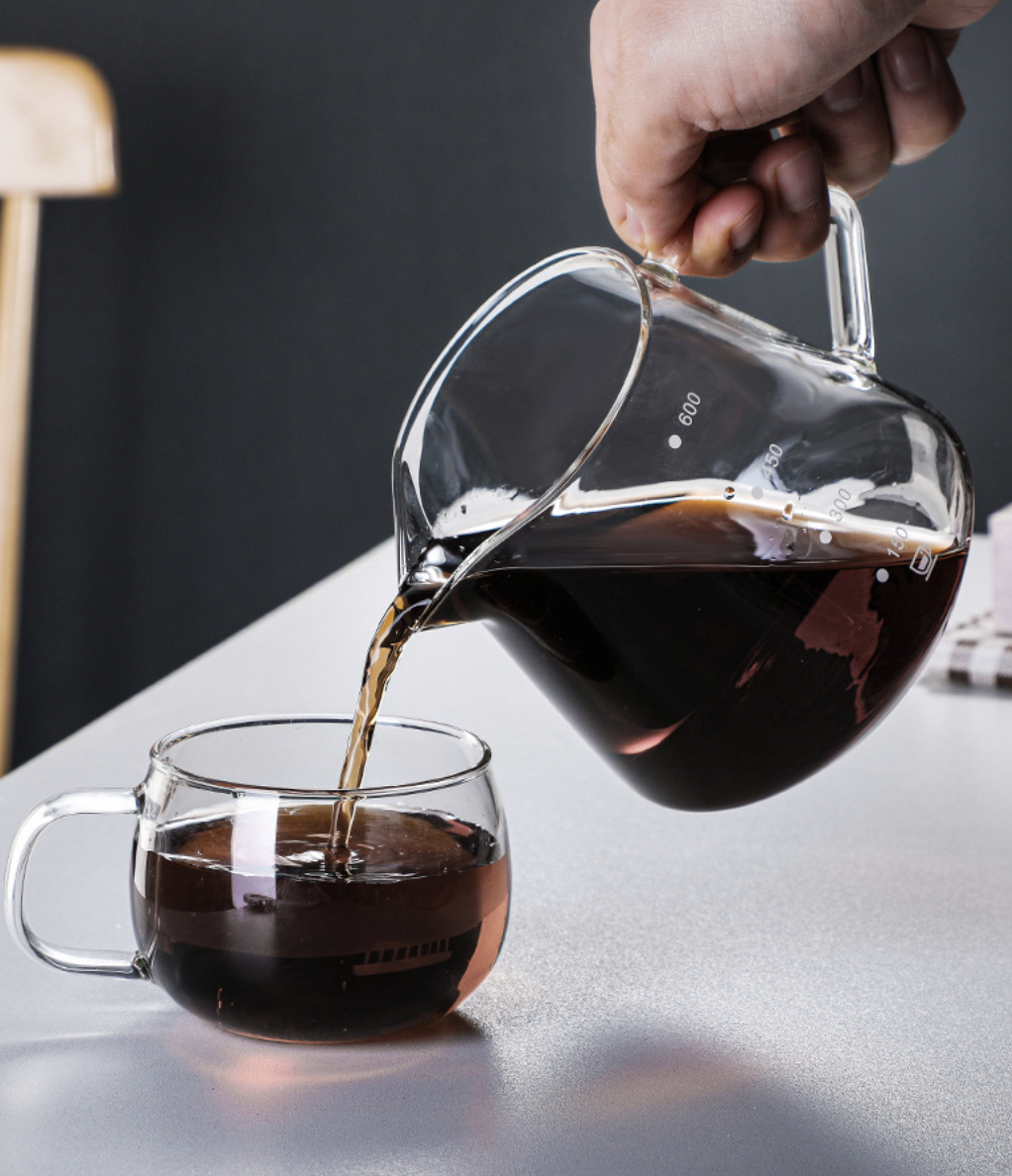 Glass hand brewed coffee pot set coffee filter cup sharing pot brewing pot coffee utensil 600ML coffee pot