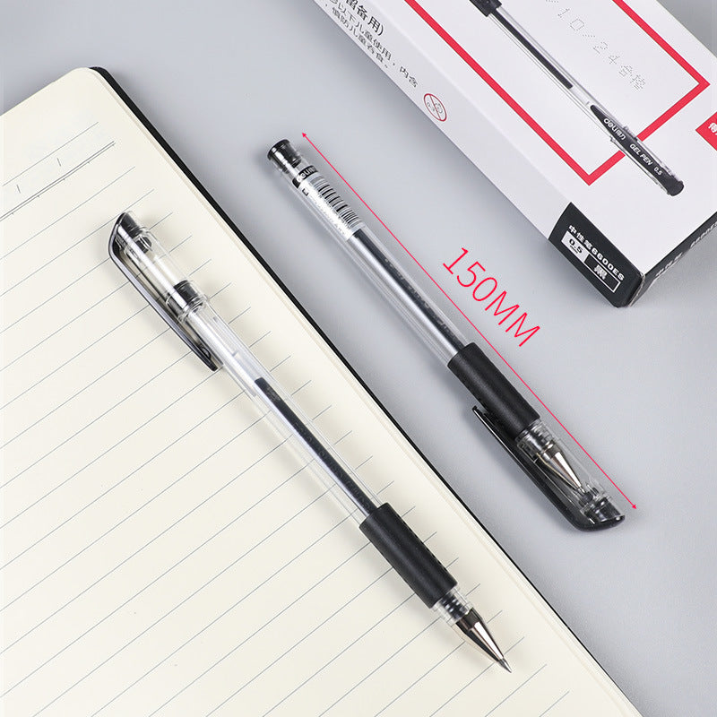 得力文具6600es水笔0.5mm中性笔办公用0.5碳素笔水笔签字笔黑12支一套原子笔