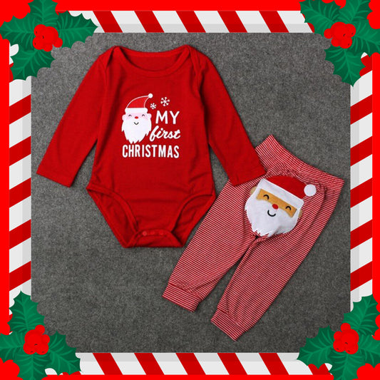 Children's Santa Claus Set Christmas Two-piece Baby Christmas Jumpsuit (Santa Claus Style/Suitable for 10-20 Months Baby Santa Claus Long-sleeved Jumpsuit Two-piece Children's Clothing-CC00486 Elderly Pattern 90-105 Christmas Shirt bb Christmas Shirt