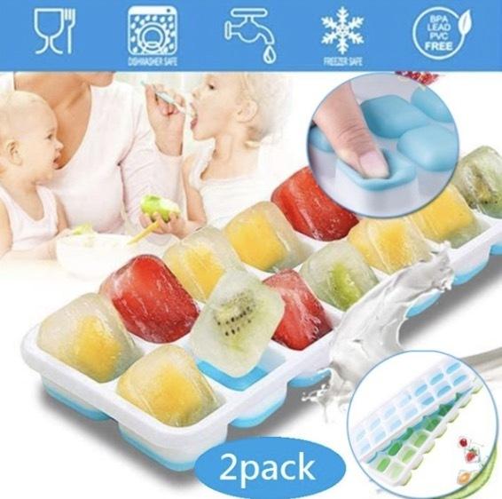 Single-piece push-type ice box blue + green set of 2