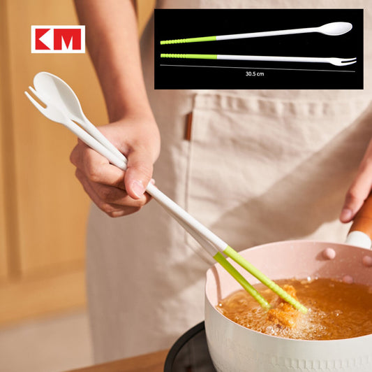 Japanese KM extended cooking chopsticks non-slip extended fried chopsticks silicone head double-head multi-purpose chopsticks chopstick holder
