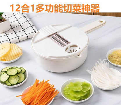 12-in-1 multifunctional vegetable cutting tool, shredding, cutting, slicing, grinding, scraping and grating