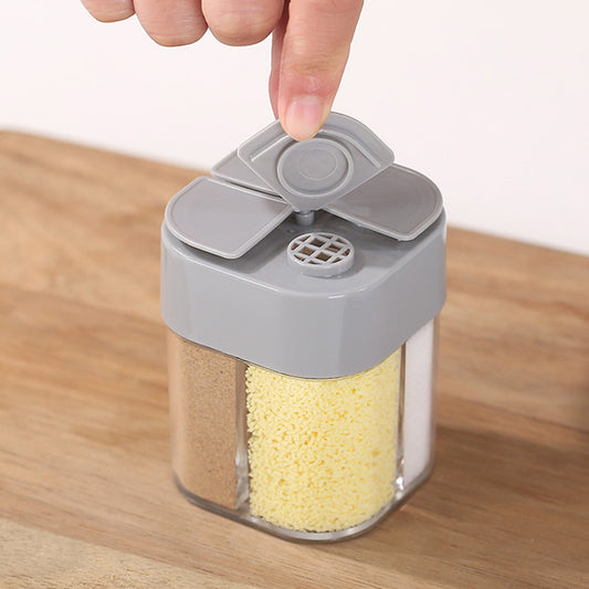 Japanese four-in-one seasoning bottle household kitchen seasoning jar salt sugar pepper chicken essence chili powder MSG cumin powder jar camping BBQ barbecue barbecue artifact seasoning box one-piece multi-grid seasoning bottle