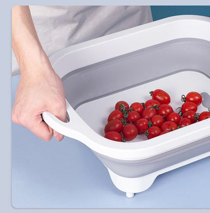 Portable multifunctional foldable cutting board drain basket vegetable basin glue cutting board camping camping portable