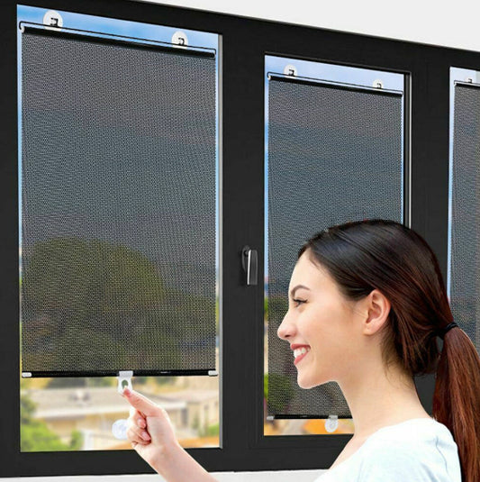 40*60cm 自動捲簾太陽擋 隔熱簾 車用側擋 自動伸縮太陽擋 汽車用公司用家用伸縮隔熱太陽擋- View 1-ManyMart 萬嚟買