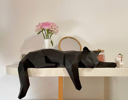 Handmade furnishings Japanese black cat 3D paper carving DIY set｜3D paper model furnishings home living room three-dimensional decoration handmade DIY thoughtful gifts for cat slaves to relieve boredom paper toys origami household ornaments origami