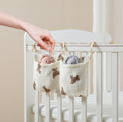 嬰兒床掛收納袋寶寶床頭掛袋掛籃床邊床圍欄收納床上置物袋收納盒 嬰兒車掛袋
