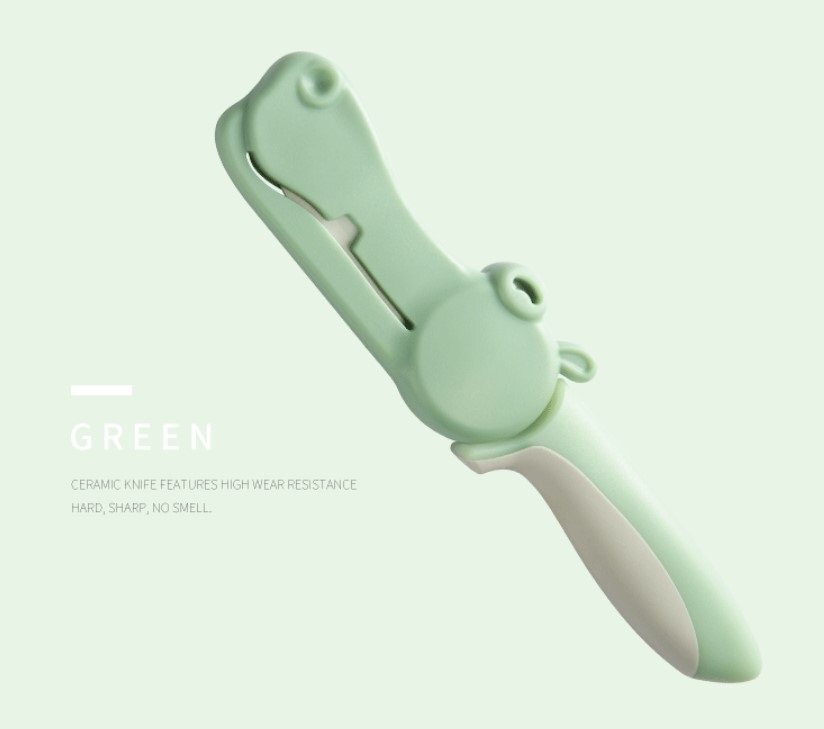 Hippo Ceramic Fruit Knife Baby Safety Food Knife - Emerald Green