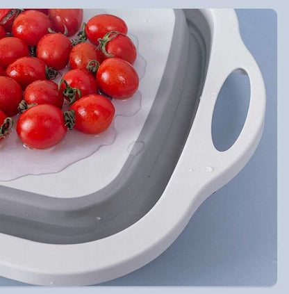 Portable multifunctional foldable cutting board drain basket vegetable basin glue cutting board camping camping portable