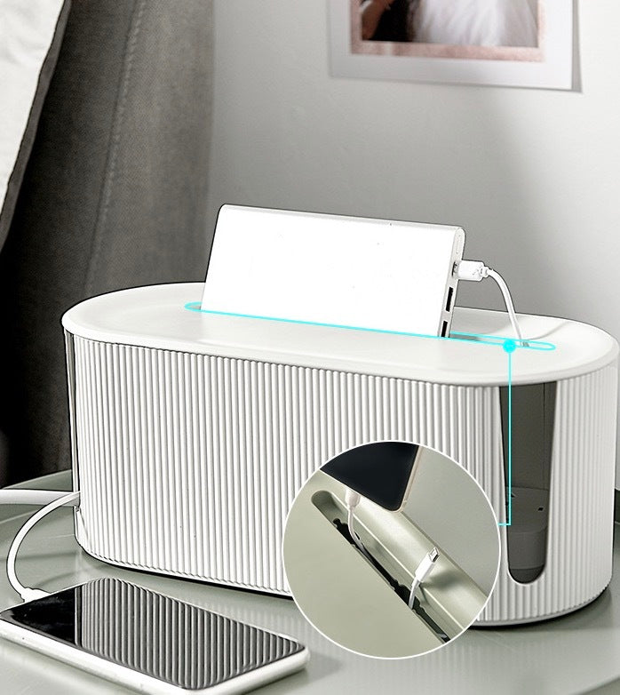 Household data cable plug-in storage box study living room multi-functional network cable mobile phone power cord with card slot organizer box bean paste green