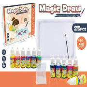 兒童水拓畫套裝 浮水畫濕拓畫 水浮畫 Marbling Paint diy材料 Magic Draw 魔術畫浮水畫套裝6色