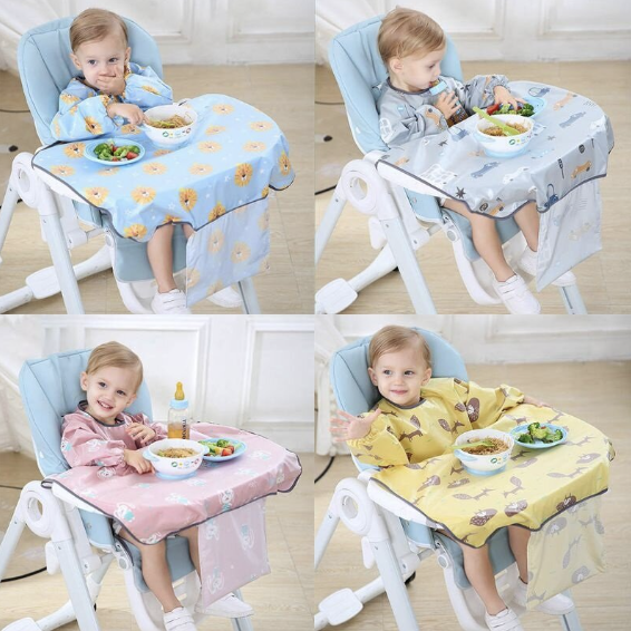(Gas car) Baby all-in-one waterproof dining chair dining bib all-inclusive gray car saliva shoulder