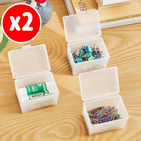 Card storage box can be stacked with business cards, transparent storage box for small items with lid, transparent color (pack of 2), card book box