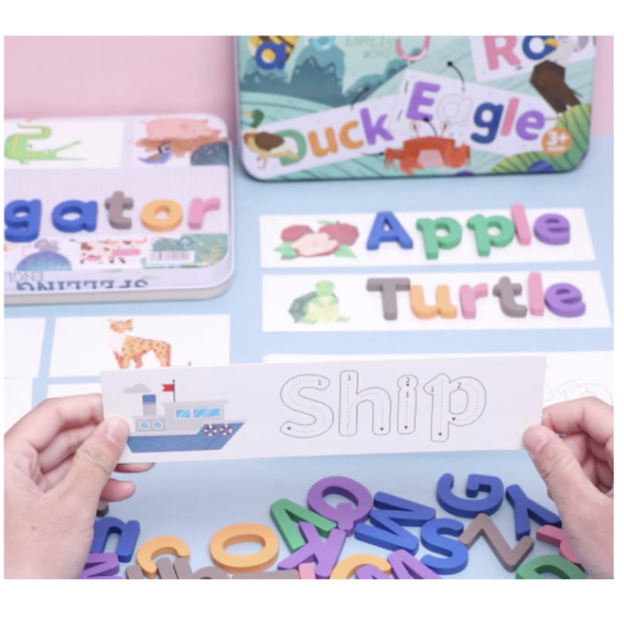 Wooden alphabet toys, English Scrabble games for children, preschool early education training, English teaching materials for young children, cognitive toys for boys and girls