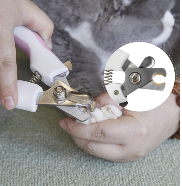狗貓指甲鉗安全防護裝置-配備安全保護裝置，避免過度切割，帶鎖定開關的鋒利刀片，專業寵物美容工具 指甲護理