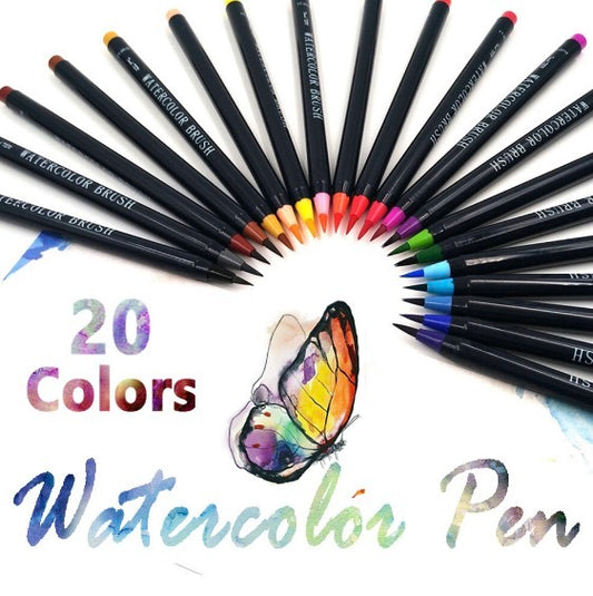 [20 Color Set] Painting brush, watercolor brush, hand-painted pen, soft brush, calligraphy practice brush, copybook, soft brush, watercolor, plastic color