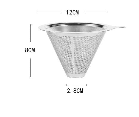 Coffee filter tea residue funnel 304 stainless steel double layer filter hand brewed coffee screen coffee pot