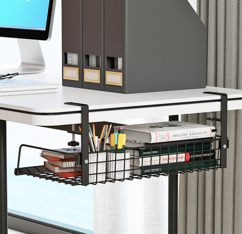 Under-the-desk cable management rack slot box router wireless wifi under-the-desk computer desk storage wire placement and plug-in punch-free desk and wire storage