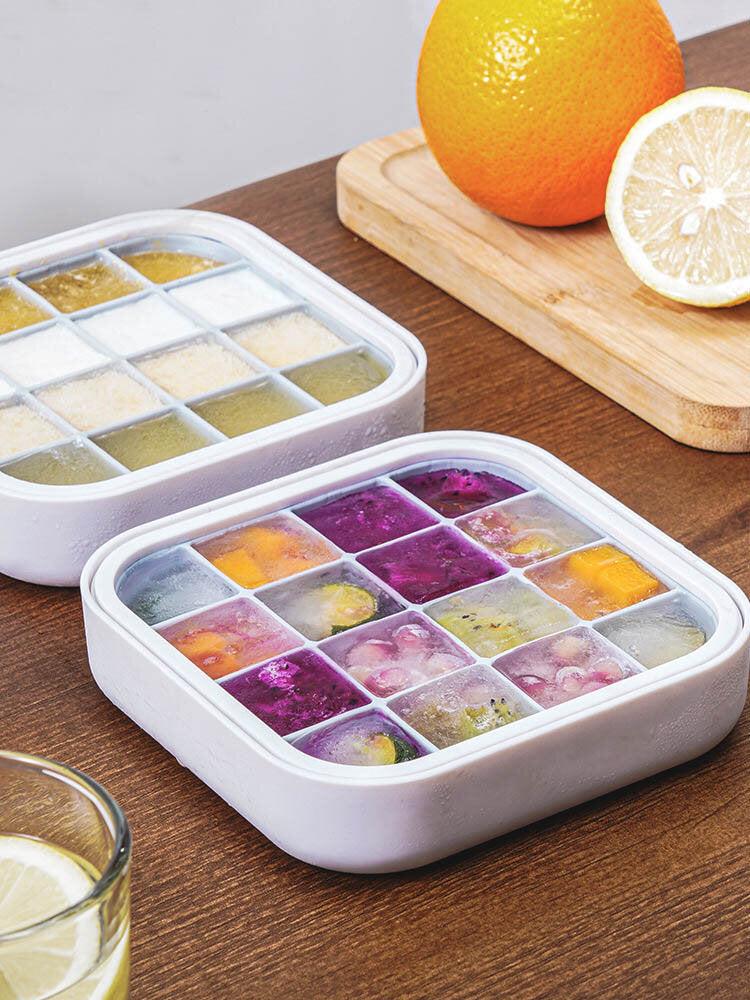 Household 16-grid silicone ice tray square ice tray homemade model ice cube ice cream box baby food