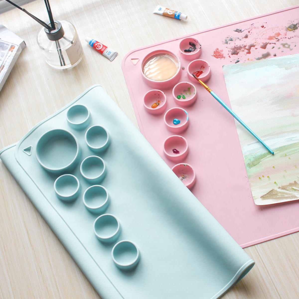 Silicone Painting Mat New Children's Painting Mat Toddler Art Supplies Creative DIY Painting Mat Sky Blue Anti-Slip Silicone Placemat