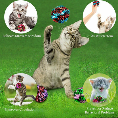 【6個裝】寵物貓咪玩具球 大號響紙球 5cm塑膠球 寵物貓咪逗貓玩具 經典貓玩具