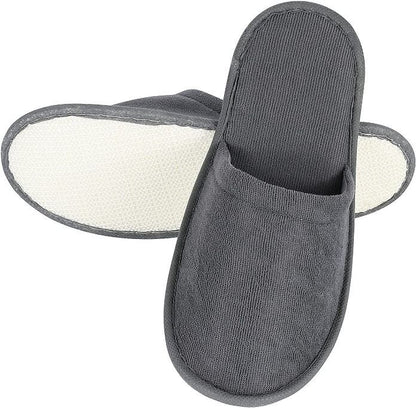 5 pairs of gently brushed plush disposable slippers, adult style (random colors)