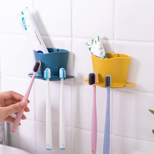 Creative hole-free wall-mounted toothbrush holder (blue) paper towel holder sponge holder scouring pad holder