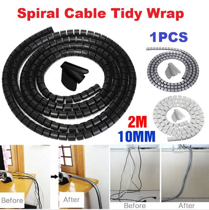 Black 10mm wire open type wrapped tube cable storage and cable organizer anti-bite wire bundle tube open winding tube wire storage and organization