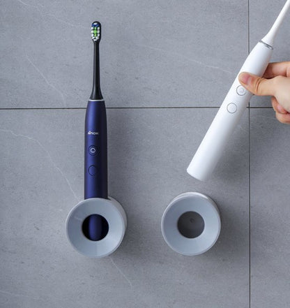 Electric toothbrush round storage rack 3M stickers anti-mildew and drain (grey) # toothpaste # wash basin # mouthwash wall-mounted electric toothbrush holder | No need to punch holes