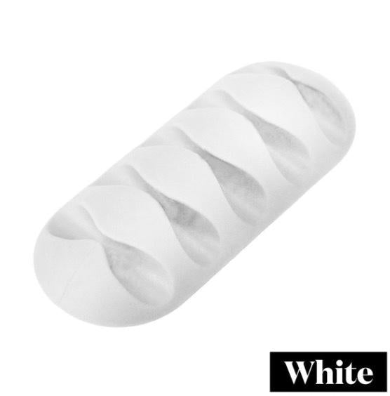 White Desktop Charging Data Cable Five-Hole Organizer Silicone Organizer Fixed Cable Organizer Silicone Cable Organizer Charging Cable Holder Wire Storage Desktop Storage Desktop Charging Data Cable Five-Hole Organizer 2-Pack Desktop and Wire Storage