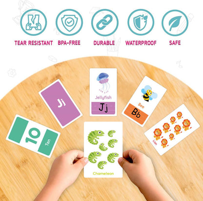 Alphabet Cards, Early Education Flash Cards for 2-4 Years Old Children to Learn Colors, Numbers, Shapes, Graphic Stories