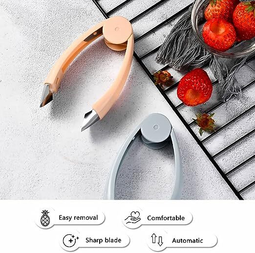 Vegetable and fruit removal, seed removal, stem removal, eye clamping, strawberry, pineapple, potato, carrot, tomato, strawberry, auxiliary excision processor, kitchen fruit and vegetable tweezers clamp (light blue)