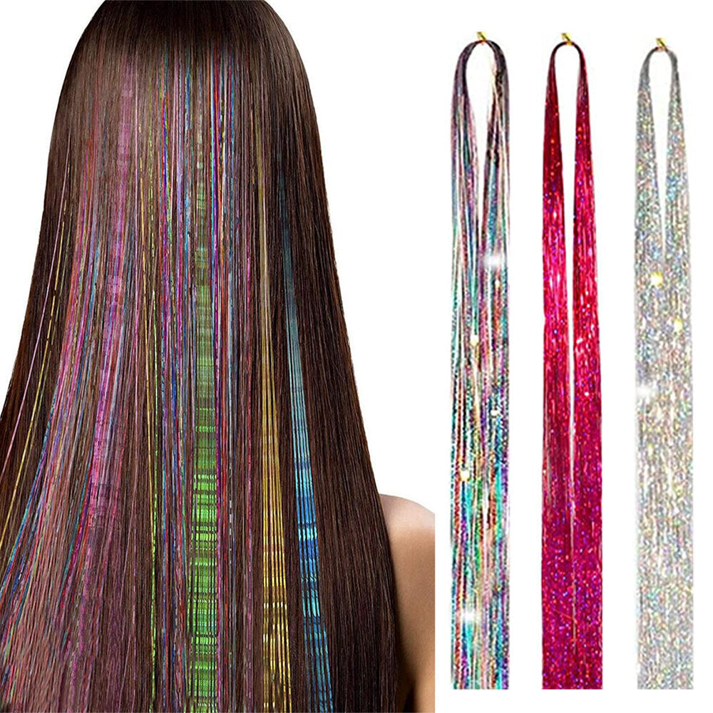 Colorful shiny filigree laser wigs and laser hair pieces Colorful shiny filigree laser wigs and hair extensions