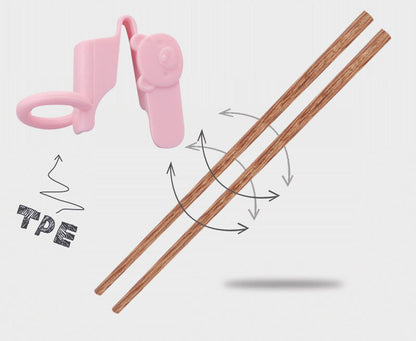 Children's corrective device for holding chopsticks when eating, corrective training for holding chopsticks, toddler finger cots, non-slip, children's learning and practicing chopsticks, chicken wing wood pink chopsticks, chopstick holder