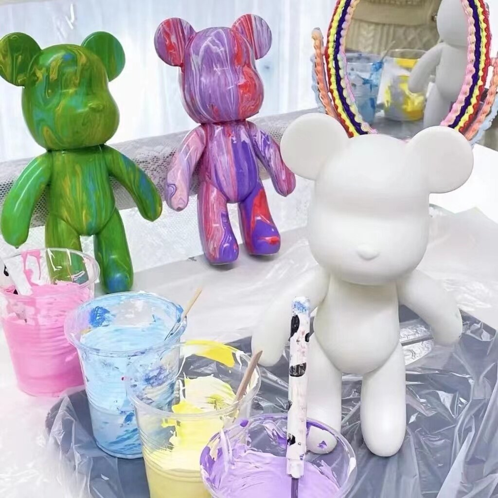 Fluid Violent Bear White Embryo Handmade DIY Creative Vinyl Bear Violent Bear Ornament Toy Cognitive Toy