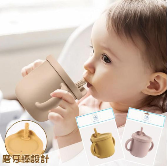 [Food Grade] Japanese-style silicone children's water cup, non-slip binaural grip, toddler learning cup, straw cup, toddler water cup, children's two-hand water cup, anti-fall, anti-scalding water cup, BB cup
