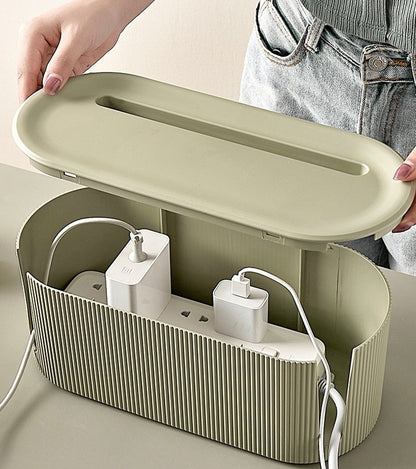 Household data cable plug-in storage box study living room multi-functional network cable mobile phone power cord with card slot organizer box bean paste green