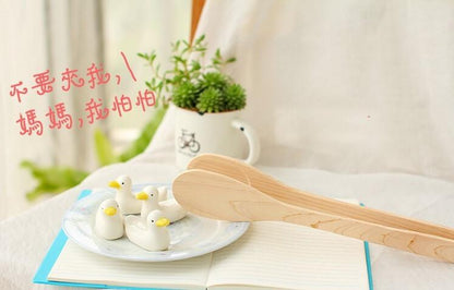 日本 Zakka 陶瓷鴨子筷子座（1托盤連5個筷子座） 一家六口親子家庭筷架 餐具雜貨 家居佈置裝飾品 家居擺件套裝 筷子架連托盤