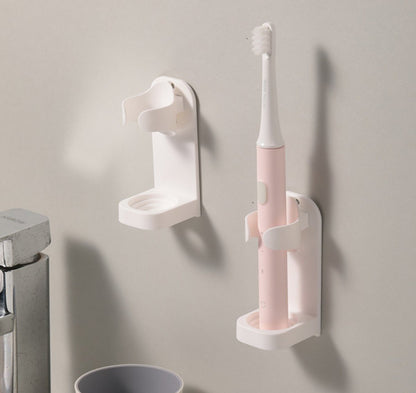 2PCS Punch-Free Japanese Style Simple Toothbrush Holder Wall-Mounted Suction Cup Storage Rack Muji Style Electric Toothbrush Wall Mount Punch-Free Toothbrush Holder Wall-Mounted Holder Suction Cup Storage Rack Bathroom Toothbrush Organizer Draining