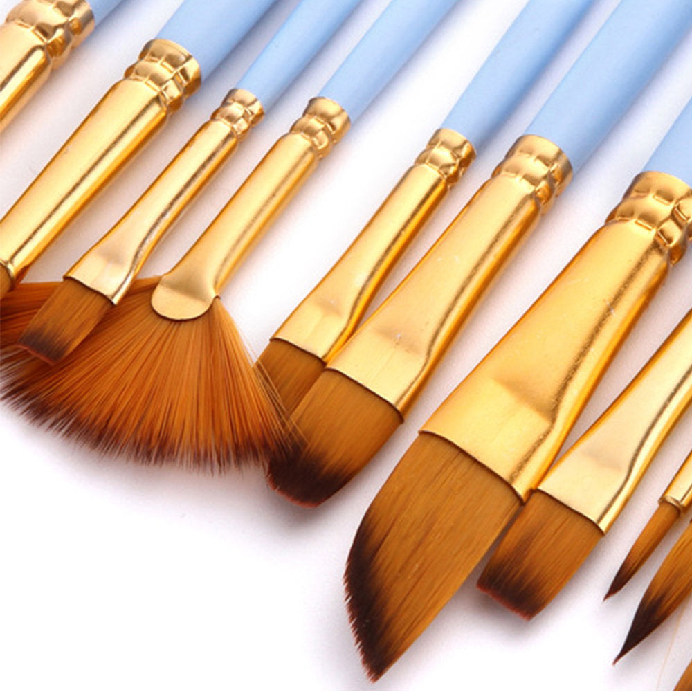 [Pack of 12] Nylon brush set, matte blue rod, fan-shaped watercolor pen set, art supplies brush set, nylon brush set