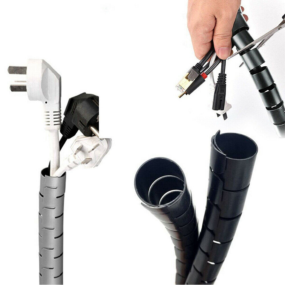 Black 10mm wire open type wrapped tube cable storage and cable organizer anti-bite wire bundle tube open winding tube wire storage and organization